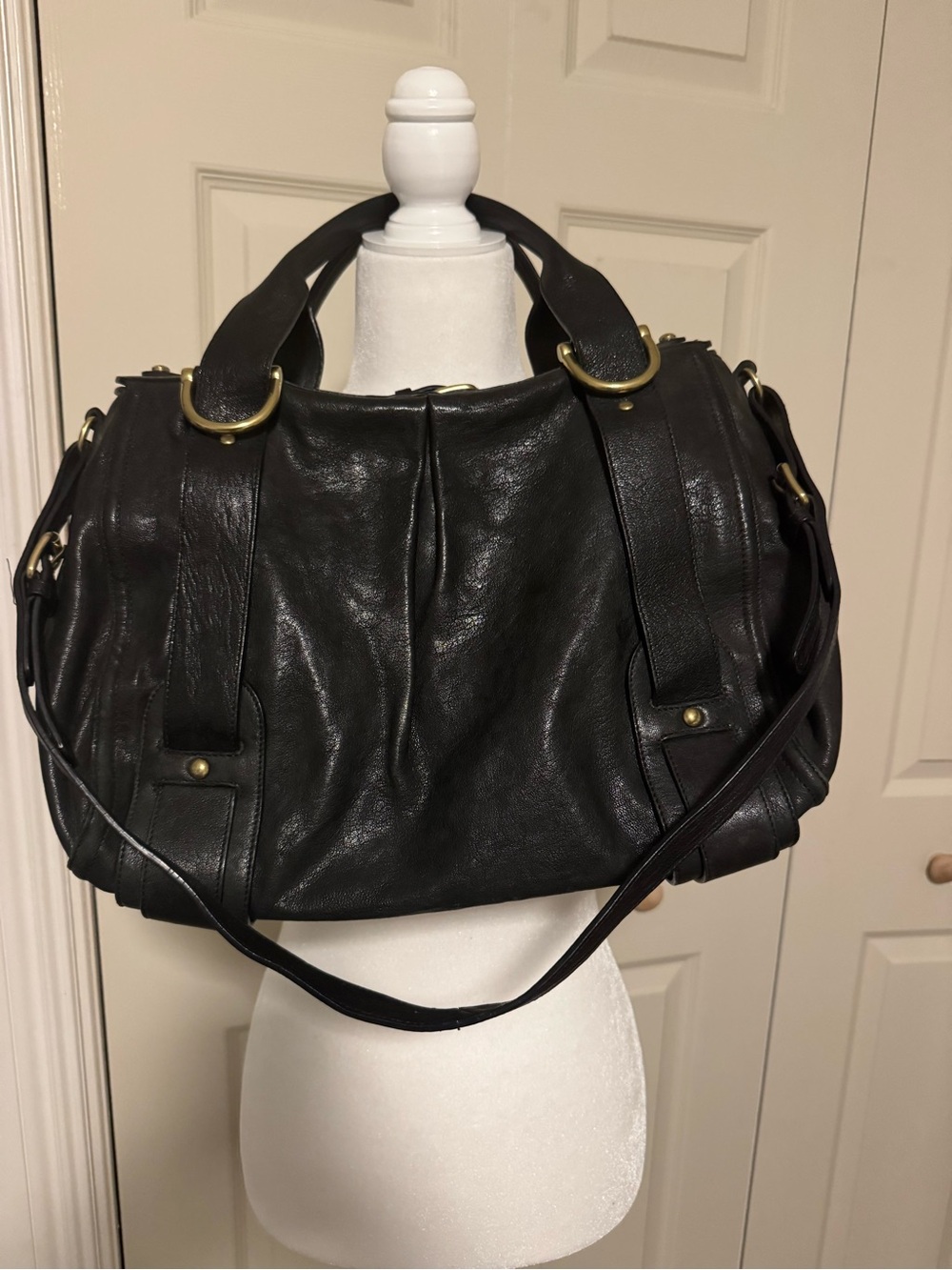 Kooba Authentic Leather Satchel Brass Hardware Shoulder Strap M